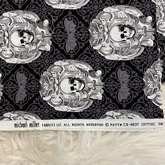 Gothic Skulls Fabric, New! - Picture 2 of 3